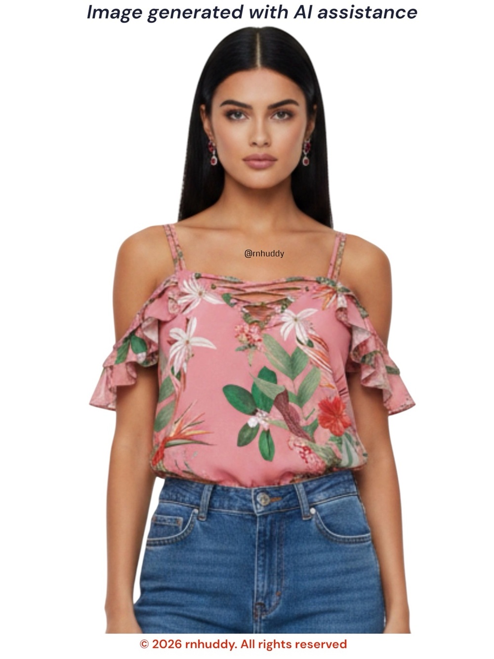 Express M pink floral cold shoulder crisscross neck top